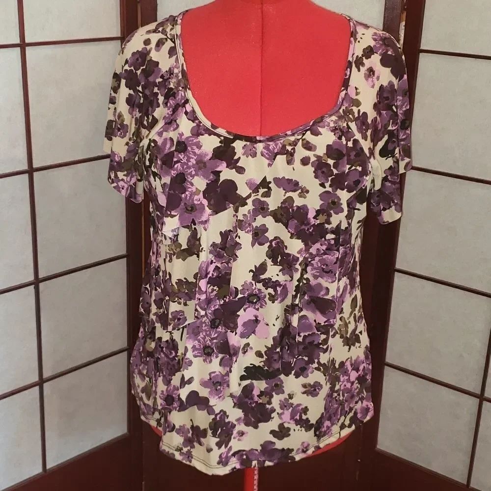 Lavish Purple Floral Ruffly Blouse